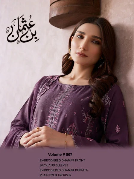 V506 DHANAK 3 PIECE EBROIDERED  (UNSTITCHED)