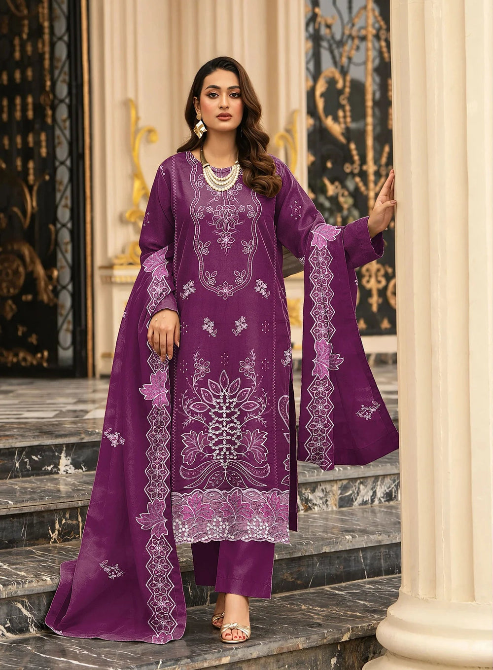 DHANAK 3 PIECE EMBROIDERED  (UNSTITCHED)-513