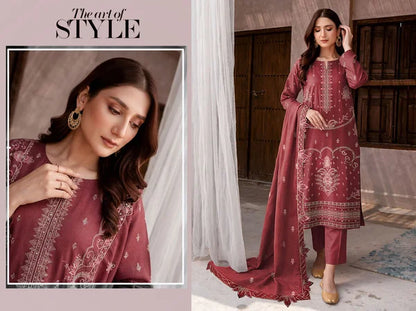 V506 DHANAK 3 PIECE EBROIDERED  (UNSTITCHED)