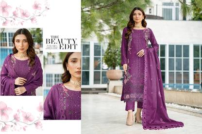 V509 DHANAK 3 PIECE EBROIDERED  (UNSTITCHED)