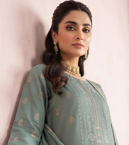 V511 DHANAK 3 PIECE EBROIDERED  (UNSTITCHED)
