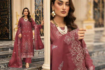 V513 DHANAK 3 PIECE EBROIDERED  (UNSTITCHED)