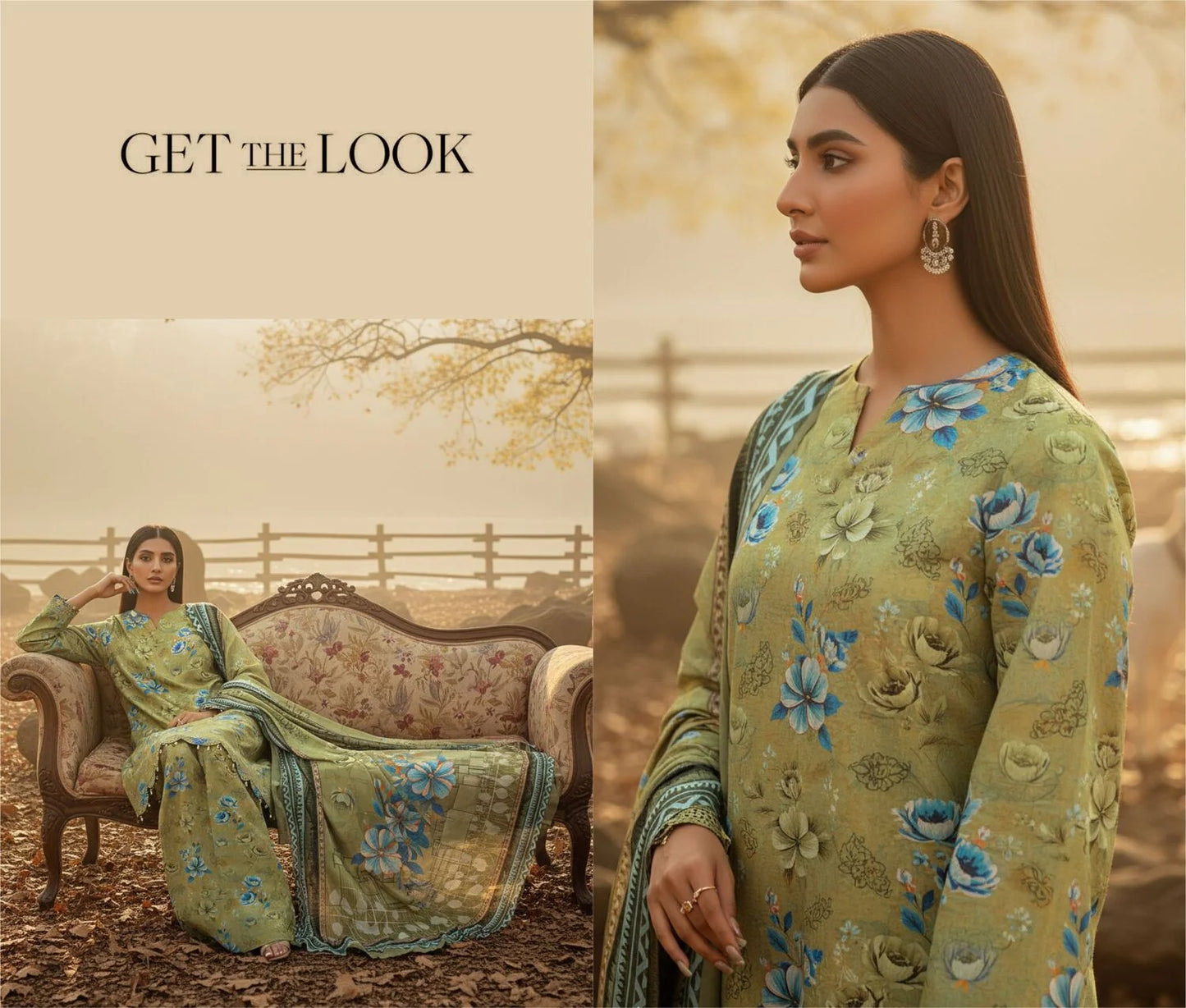 OLIVE GREEN PRINTED KARANDI | ALLOVER | UNSTITCHED | 3 PIECE | 4506