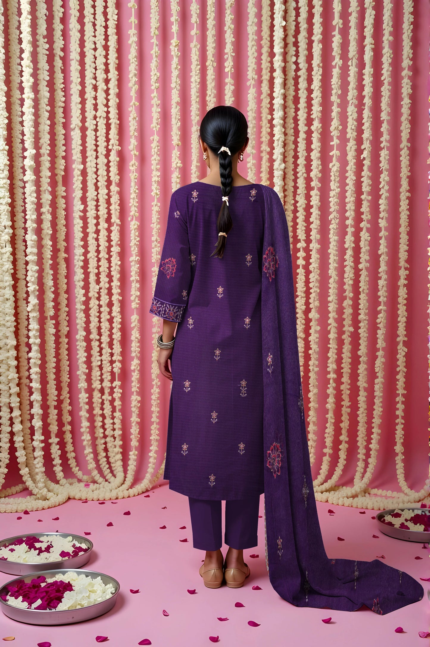 PLUM VISCOSE EMBROIDERED | 3 PIECE | UNSTITCHED | 3406
