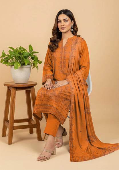 DUSTY GOLD DHANAK EMBROIDERED | 3 PIECE | UNSTITCHED | 4304