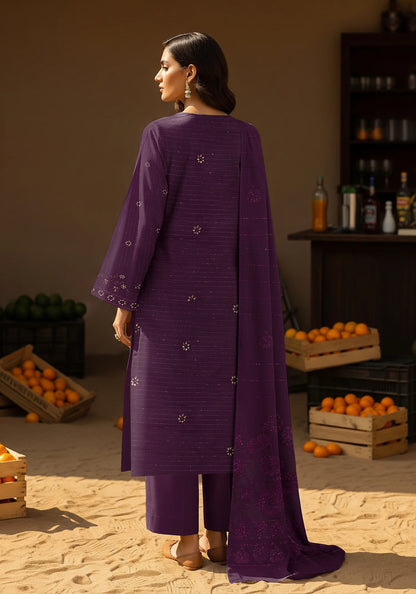 PURPLE DHANAK EMBROIDERED | BAROSHA DUPATTA  | UNSTITCHED | 4605