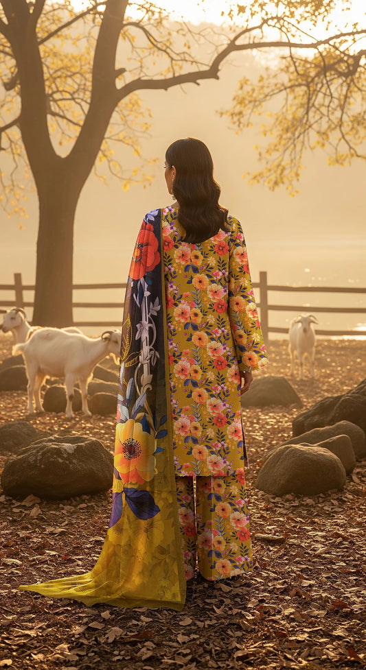 ALPINE PRINTED KARANDI | ALLOVER | UNSTITCHED | 3 PIECE | 4510