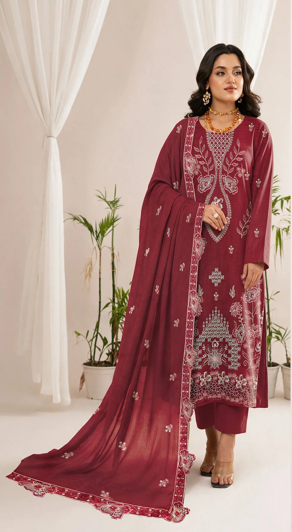 DHANAK 3 PIECE EMBROIDERED  (UNSTITCHED)-508