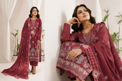 V508 DHANAK 3 PIECE EBROIDERED  (UNSTITCHED)