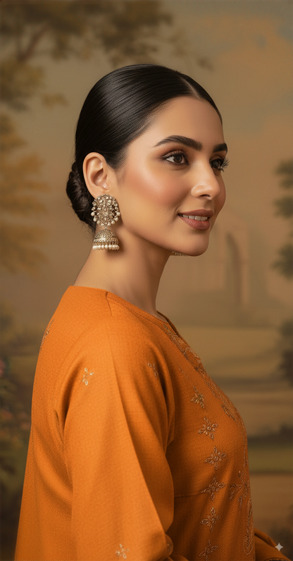 MUSTARD DHANAK EMBROIDERED | 3 PIECE | UNSTITCHED | 4001