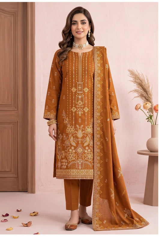 DHANAK 3 PIECE EMBROIDERED  (UNSTITCHED) V511