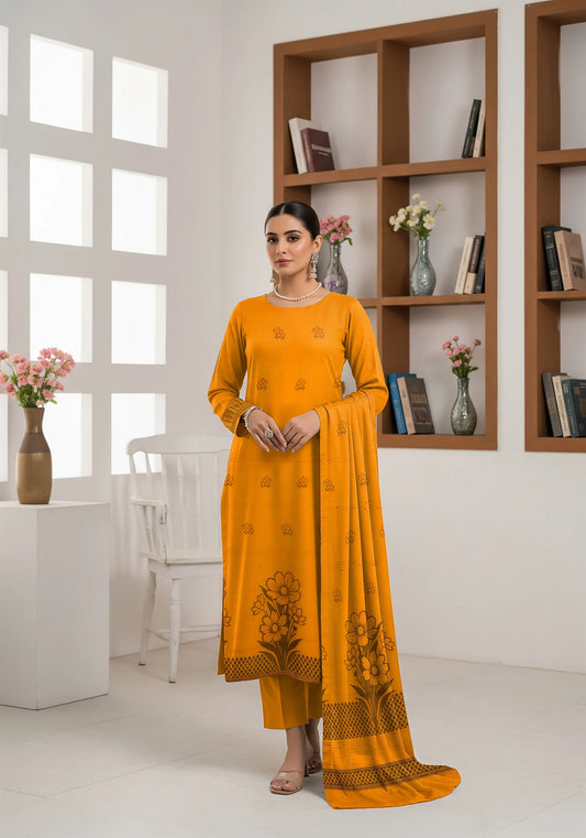 MUSTARD JAQUARD DHANAK | VELVET APLAC | 3 PIECE | 4406