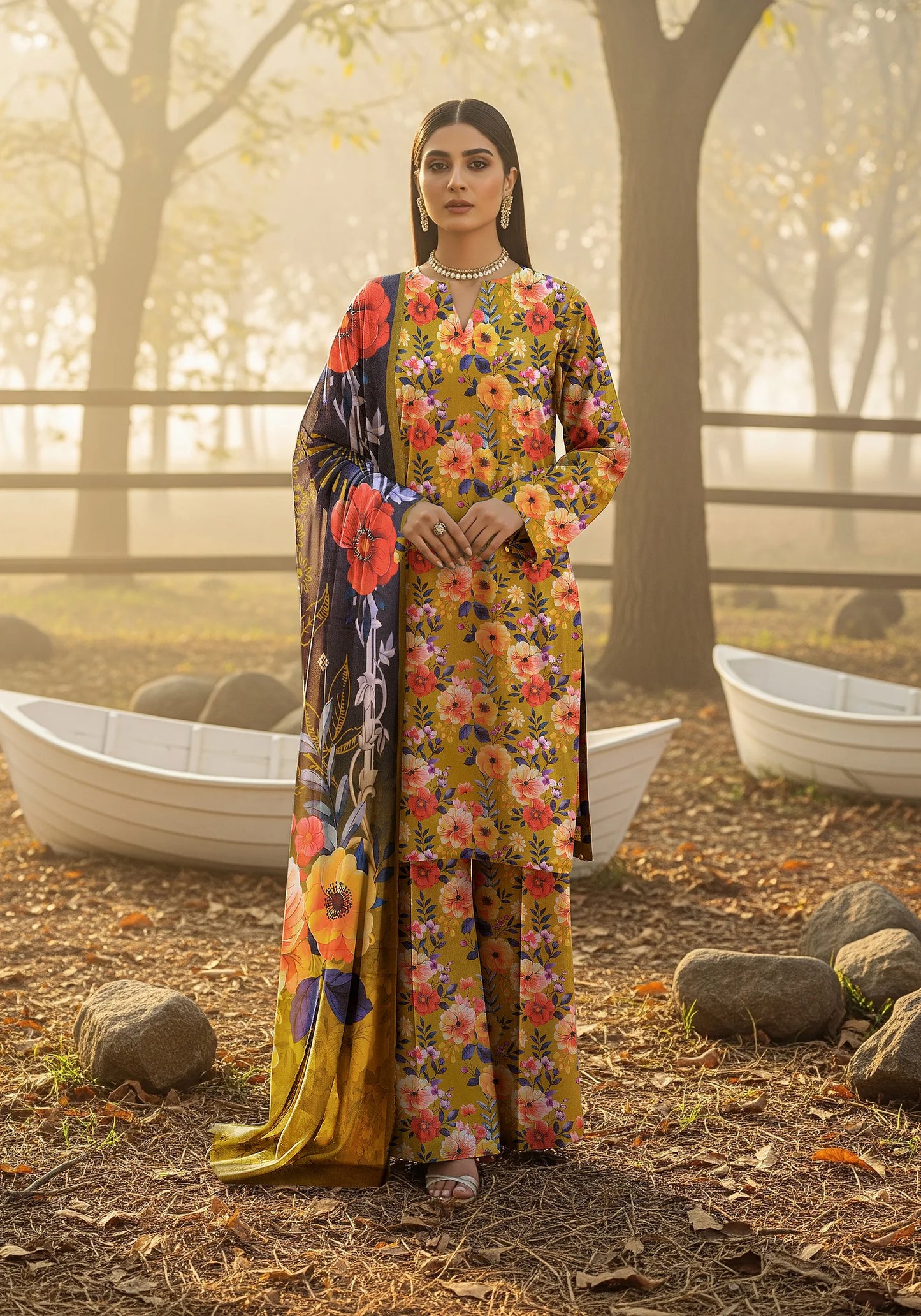 ALPINE PRINTED KARANDI | ALLOVER | UNSTITCHED | 3 PIECE | 4510