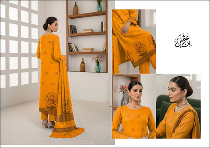 MUSTARD JAQUARD DHANAK | VELVET APLAC | 3 PIECE | 4406
