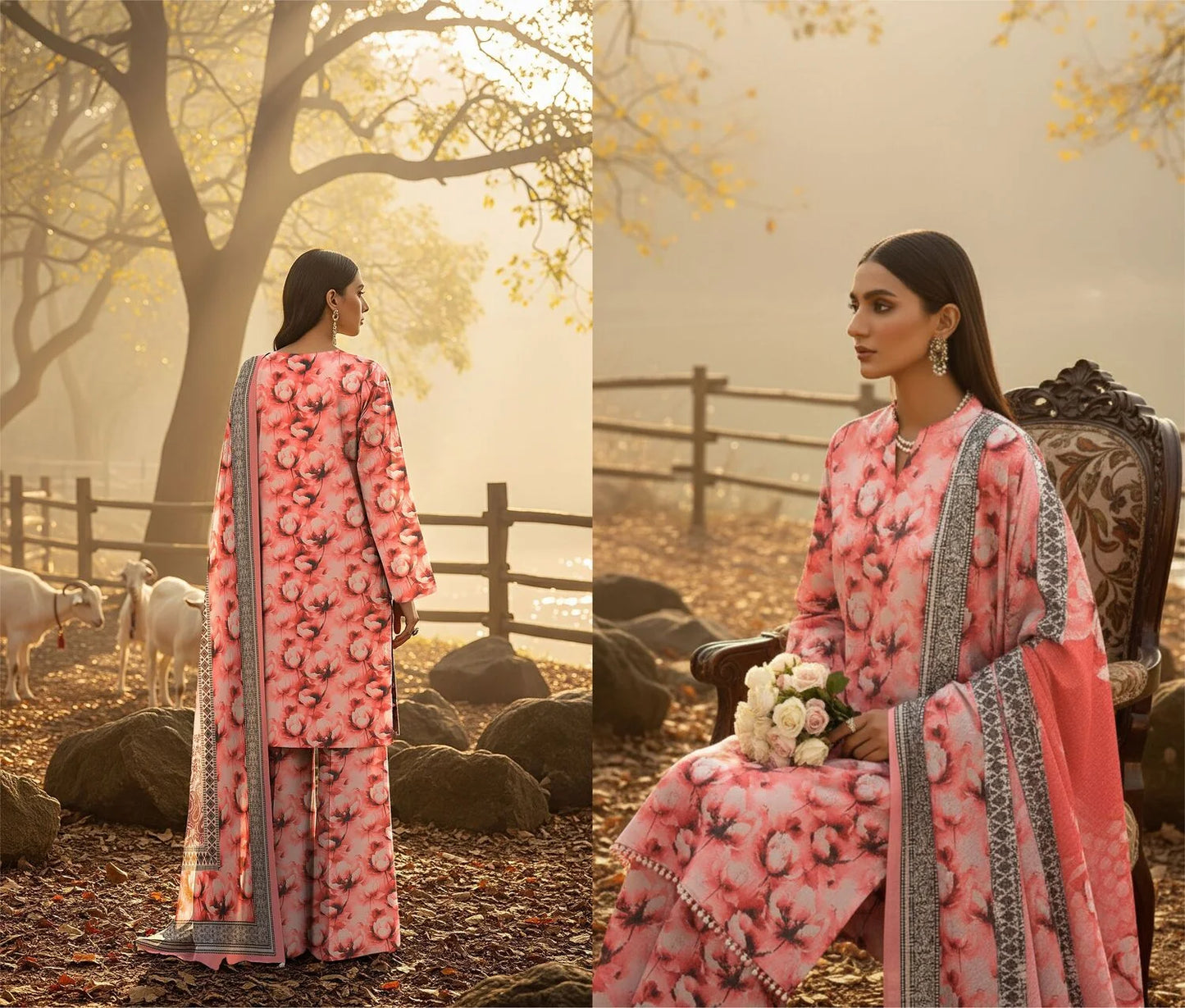 CANDY PINK PRINTED KARANDI | ALLOVER | UNSTITCHED | 3 PIECE | 4509