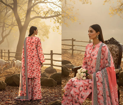 CANDY PINK PRINTED KARANDI | ALLOVER | UNSTITCHED | 3 PIECE | 4509