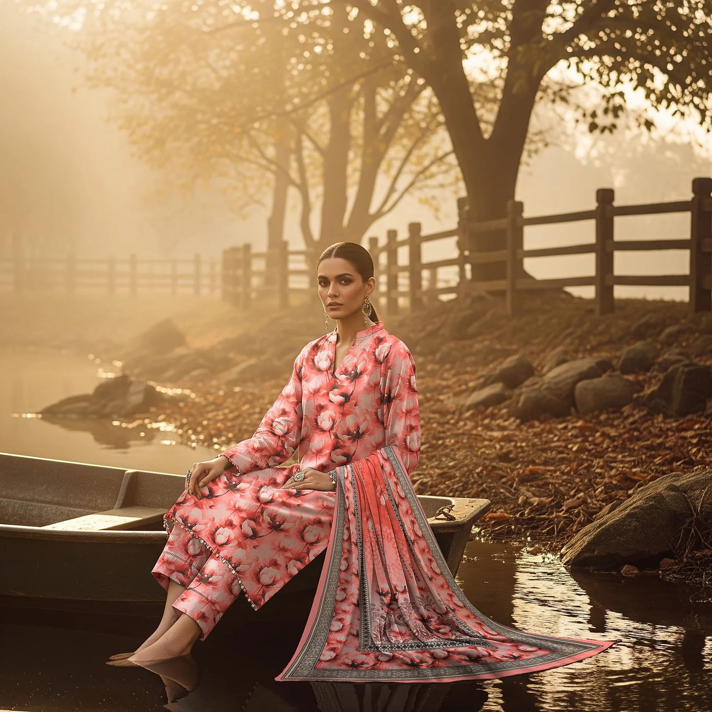 CANDY PINK PRINTED KARANDI | ALLOVER | UNSTITCHED | 3 PIECE | 4509