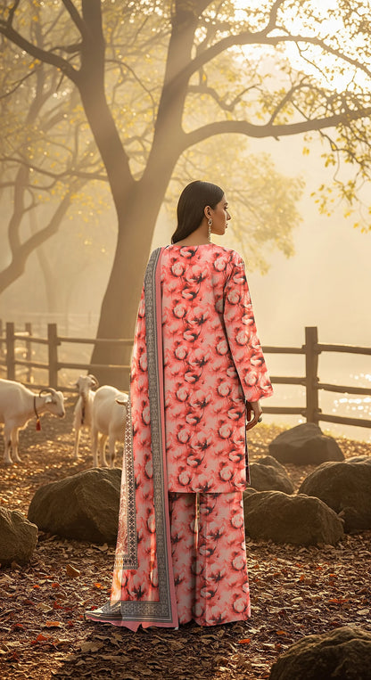 CANDY PINK PRINTED KARANDI | ALLOVER | UNSTITCHED | 3 PIECE | 4509