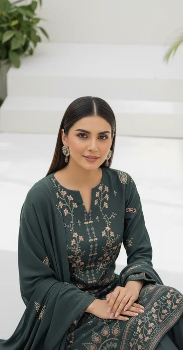 ZINK BLUE  DHANAK EMBROIDERED | 3 PIECE | UNSTITCHED | 4101