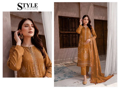 V506 DHANAK 3 PIECE EBROIDERED  (UNSTITCHED)