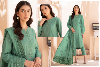 V512 DHANAK 3 PIECE EBROIDERED  (UNSTITCHED)