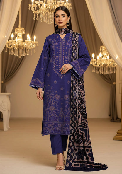 PURPLE DHANAK EMBROIDERED | PALACHI VELVET SHAWL | UNSTITCHED | 4801