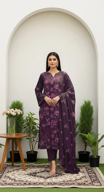 PURPLE DHANAK EMBROIDERED | 3 PIECE | UNSTITCHED | 380y