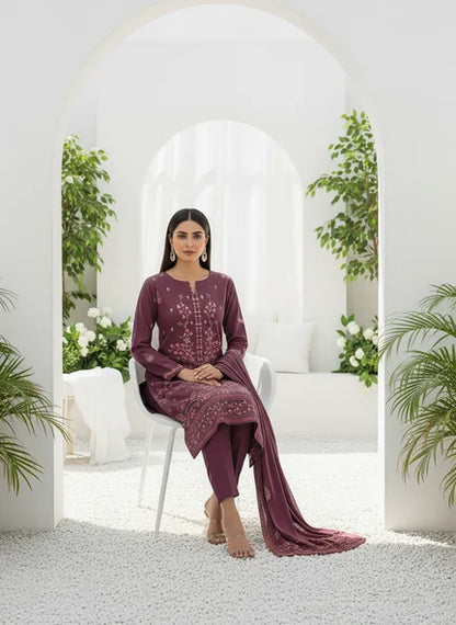 PURPLE DHANAK EMBROIDERED | 3 PIECE | UNSTITCHED | 4104