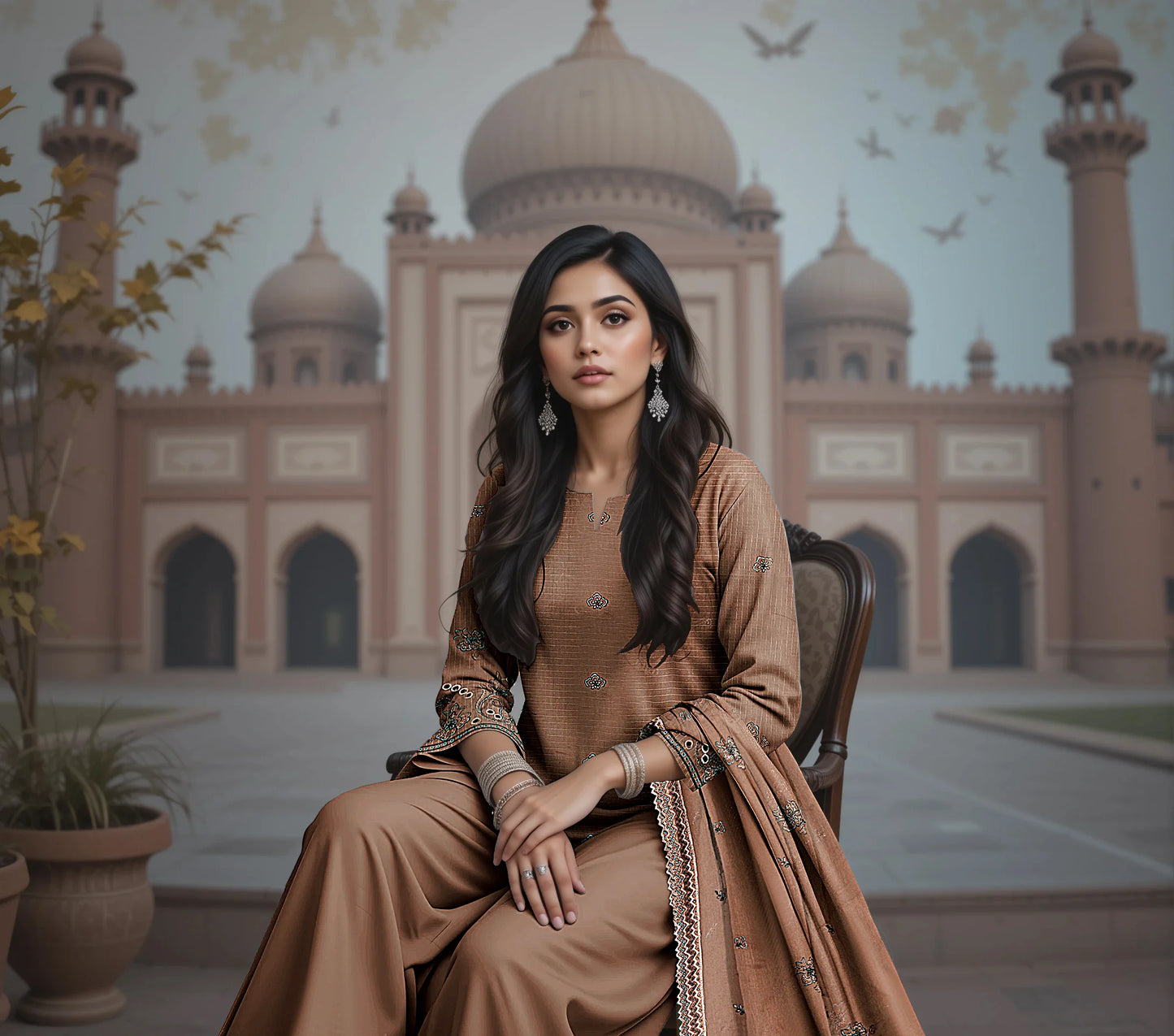 SKIN RED VISCOSE EMBROIDERED | 3 PIECE | UNSTITCHED | 3503