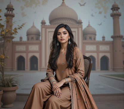 SKIN RED VISCOSE EMBROIDERED | 3 PIECE | UNSTITCHED | 3503