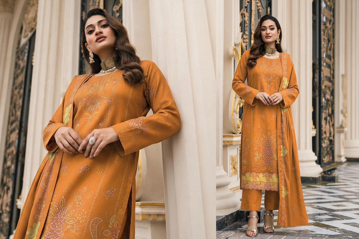 V513 DHANAK 3 PIECE EBROIDERED  (UNSTITCHED)