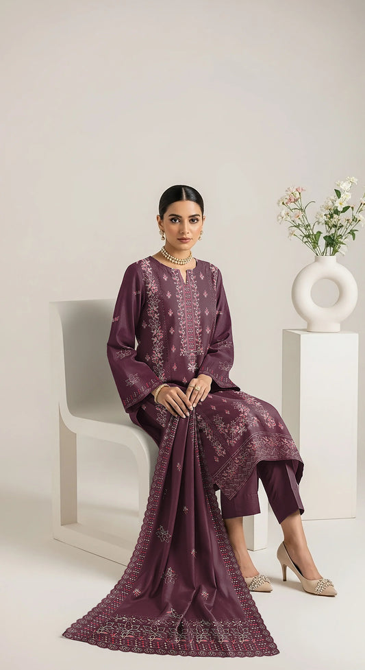 MAJENTA DHANAK EMBROIDERED | 3 PIECE | UNSTITCHED | 4205