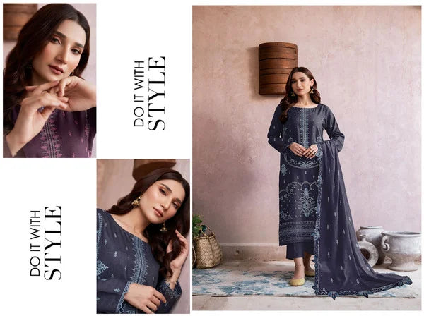 V506 DHANAK 3 PIECE EBROIDERED  (UNSTITCHED)