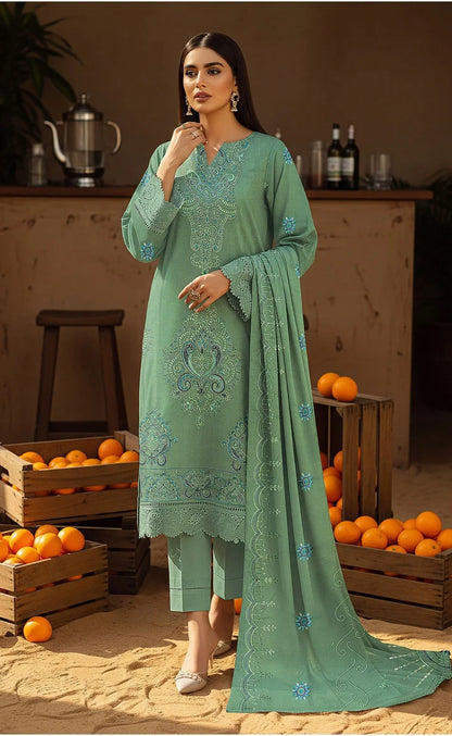 V510 DHANAK 3 PIECE EBROIDERED  (UNSTITCHED)