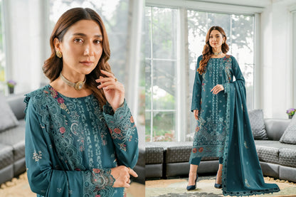 V509 DHANAK 3 PIECE EBROIDERED  (UNSTITCHED)