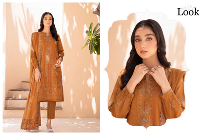V512 DHANAK 3 PIECE EBROIDERED  (UNSTITCHED)