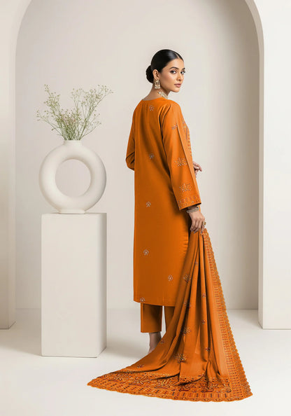 GOLDEN MUSTARD DHANAK EMBROIDERED | 3 PIECE | UNSTITCHED | 4202