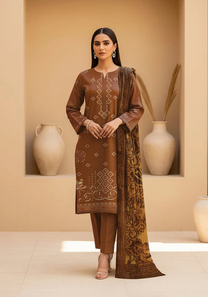 COPPER DHANAK EMBROIDERED | PALACHI VELVET SHAWL | UNSTITCHED | 5104