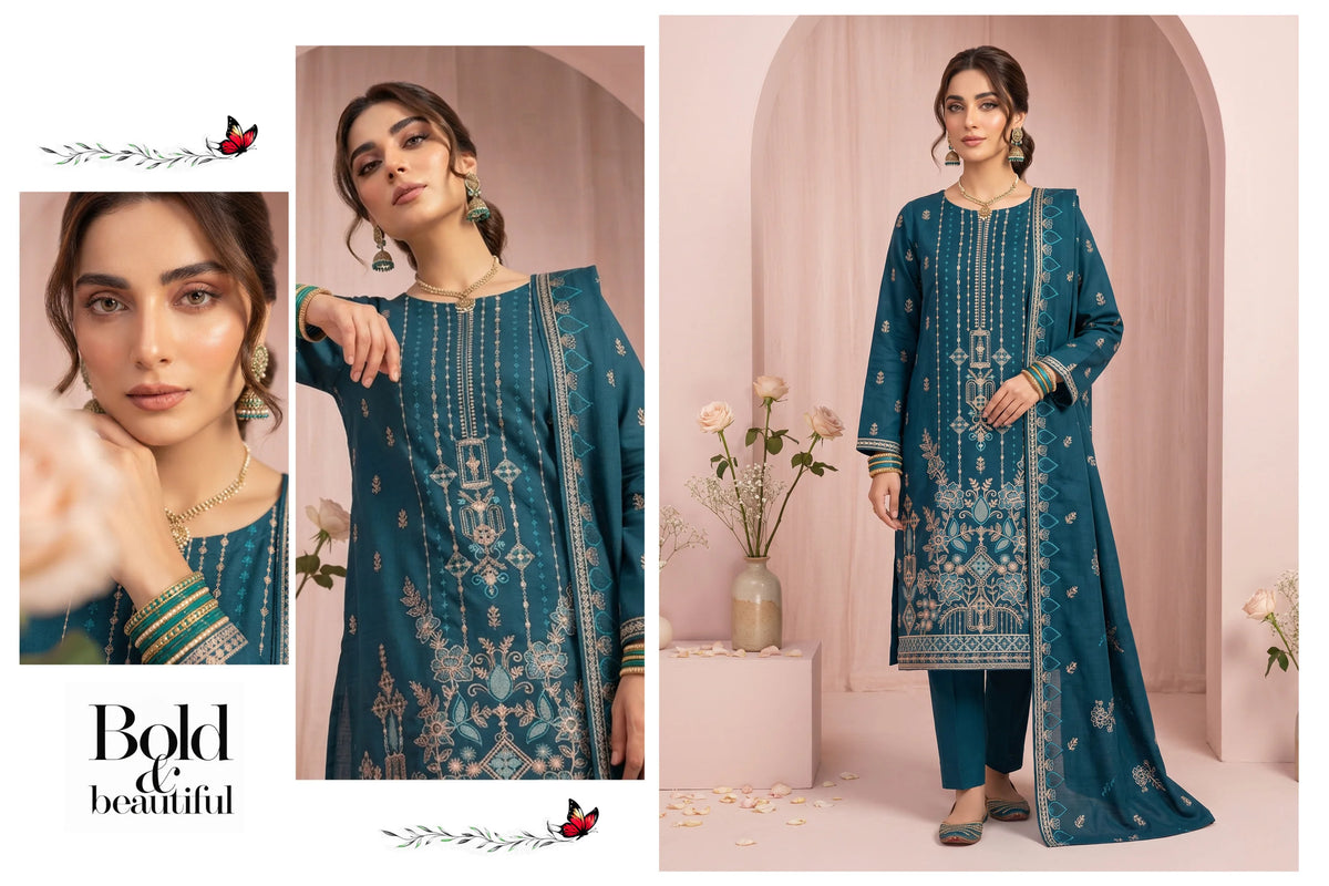 V511 DHANAK 3 PIECE EBROIDERED  (UNSTITCHED)