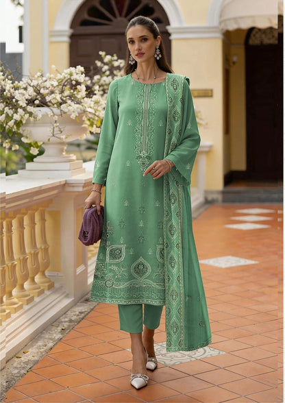 COTTON EMBROIDERED 3 PIECE (UNSTITCHED) - 489