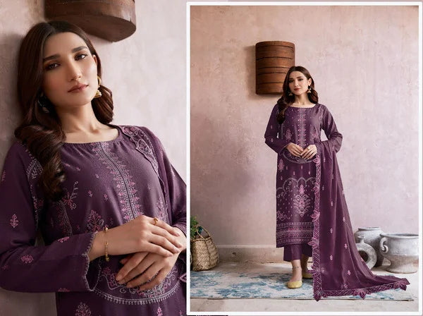 V506 DHANAK 3 PIECE EBROIDERED  (UNSTITCHED)