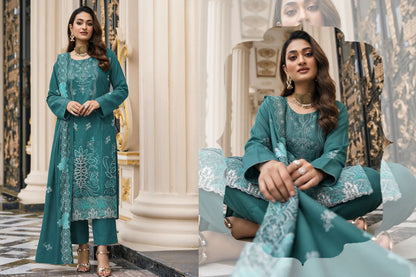 V513 DHANAK 3 PIECE EBROIDERED  (UNSTITCHED)