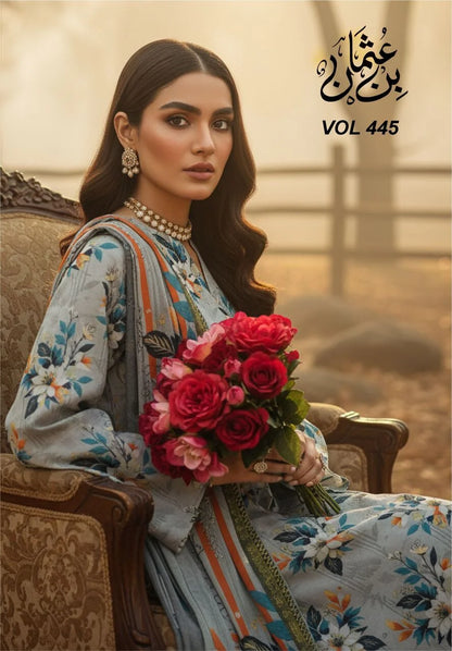 GREY CLOUD PRINTED KARANDI | ALLOVER | UNSTITCHED | 3 PIECE | 4503