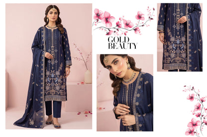 V511 DHANAK 3 PIECE EBROIDERED  (UNSTITCHED)