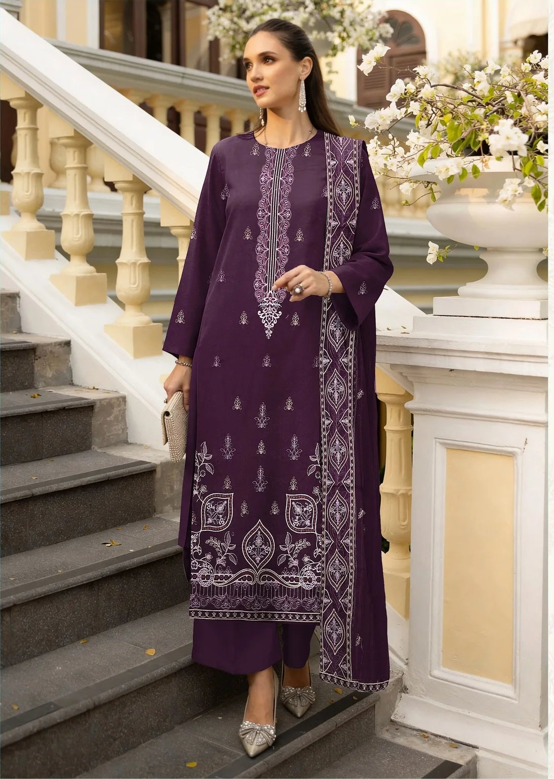COTTON EMBROIDERED 3 PIECE (UNSTITCHED) - 489