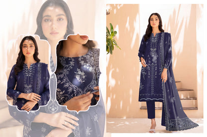 V512 DHANAK 3 PIECE EBROIDERED  (UNSTITCHED)