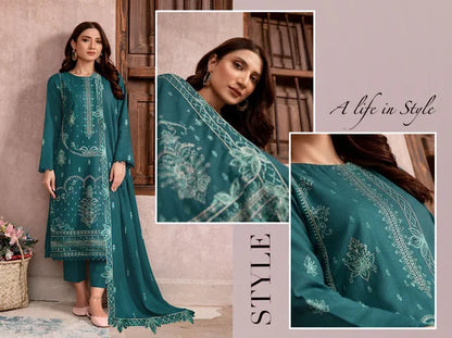 V506 DHANAK 3 PIECE EBROIDERED  (UNSTITCHED)