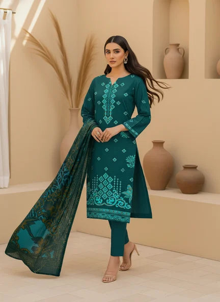 SEA BLUE DHANAK EMBROIDERED | PALACHI VELVET SHAWL | UNSTITCHED | 5101