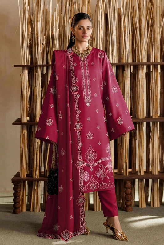 COTTON EMBROIDERED 3 PIECE (UNSTITCHED) - 494