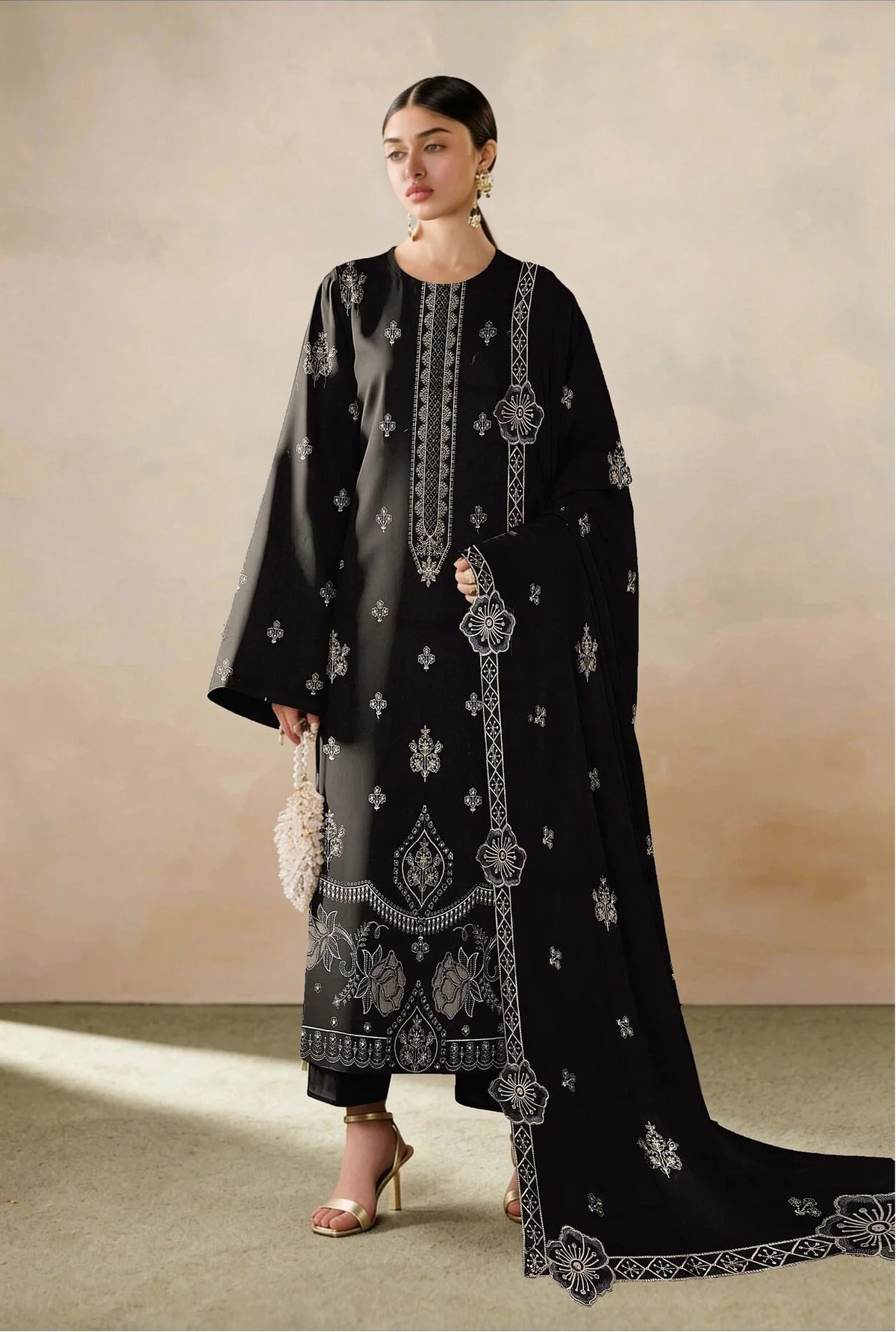 COTTON EMBROIDERED 3 PIECE (UNSTITCHED) - 494